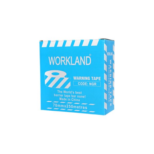Workland, Double Side Printed Warning Tape, Size: 35 mic x 7 cm x 250 Mtrs, Blue & White Color