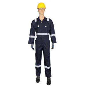 Workland, 100% Cotton Fire Retardant Coverall with Reflective, 230 Gsm, Navy Blue