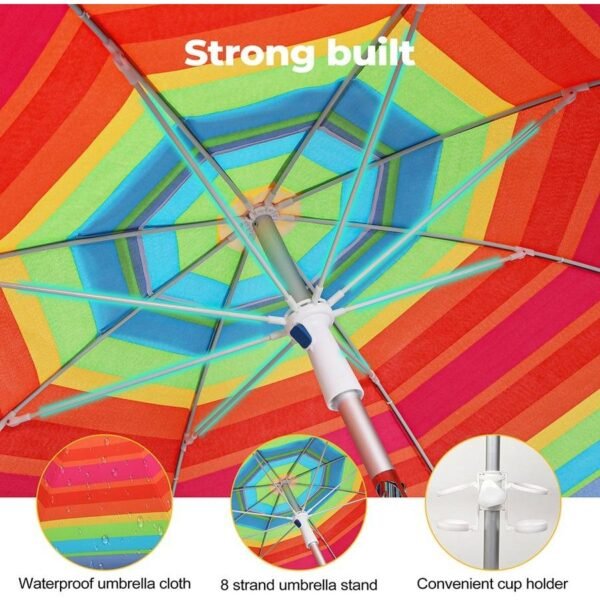 Beach Umbrella, Size: 2.2 Meters, Multi Color